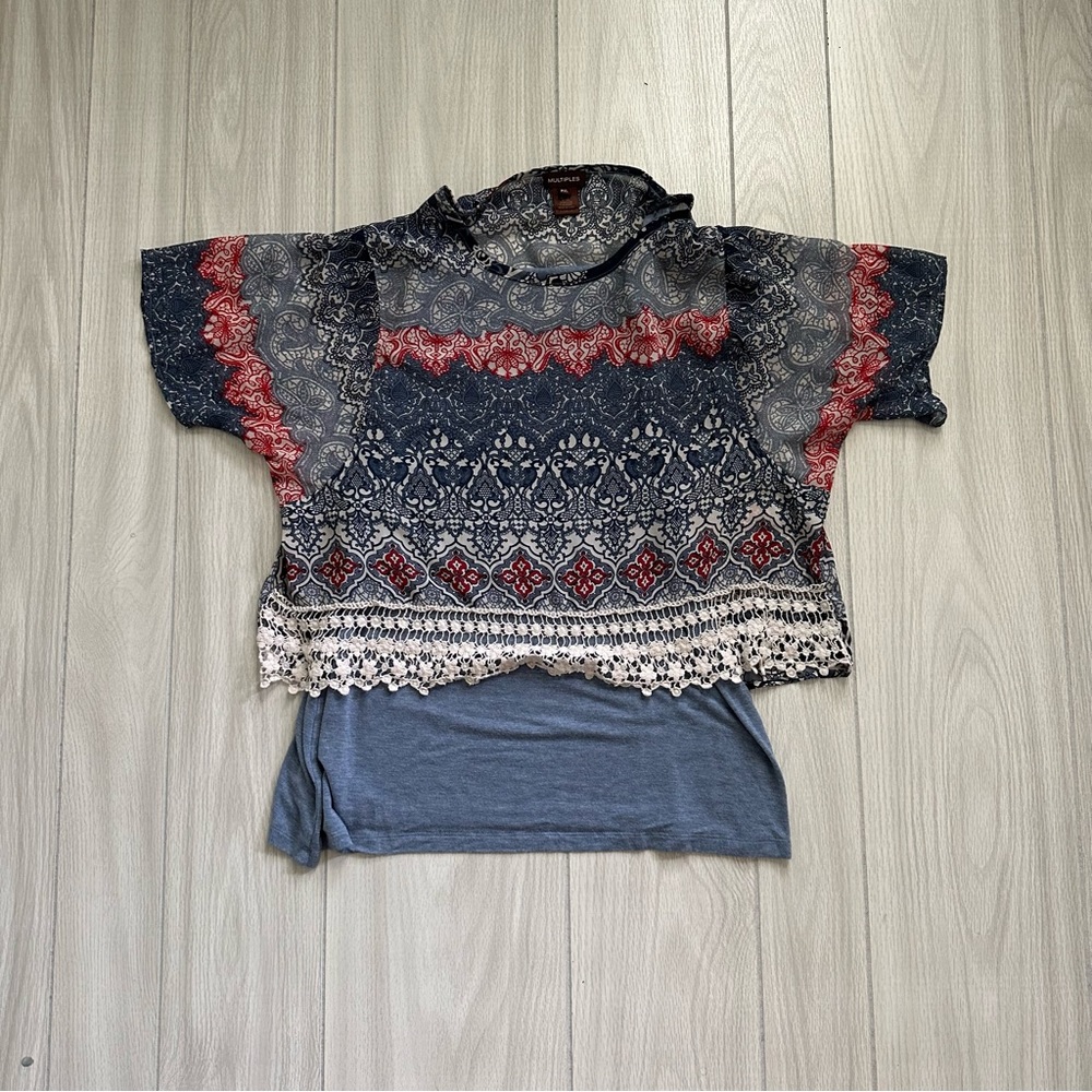 Blouse with attached undershirt